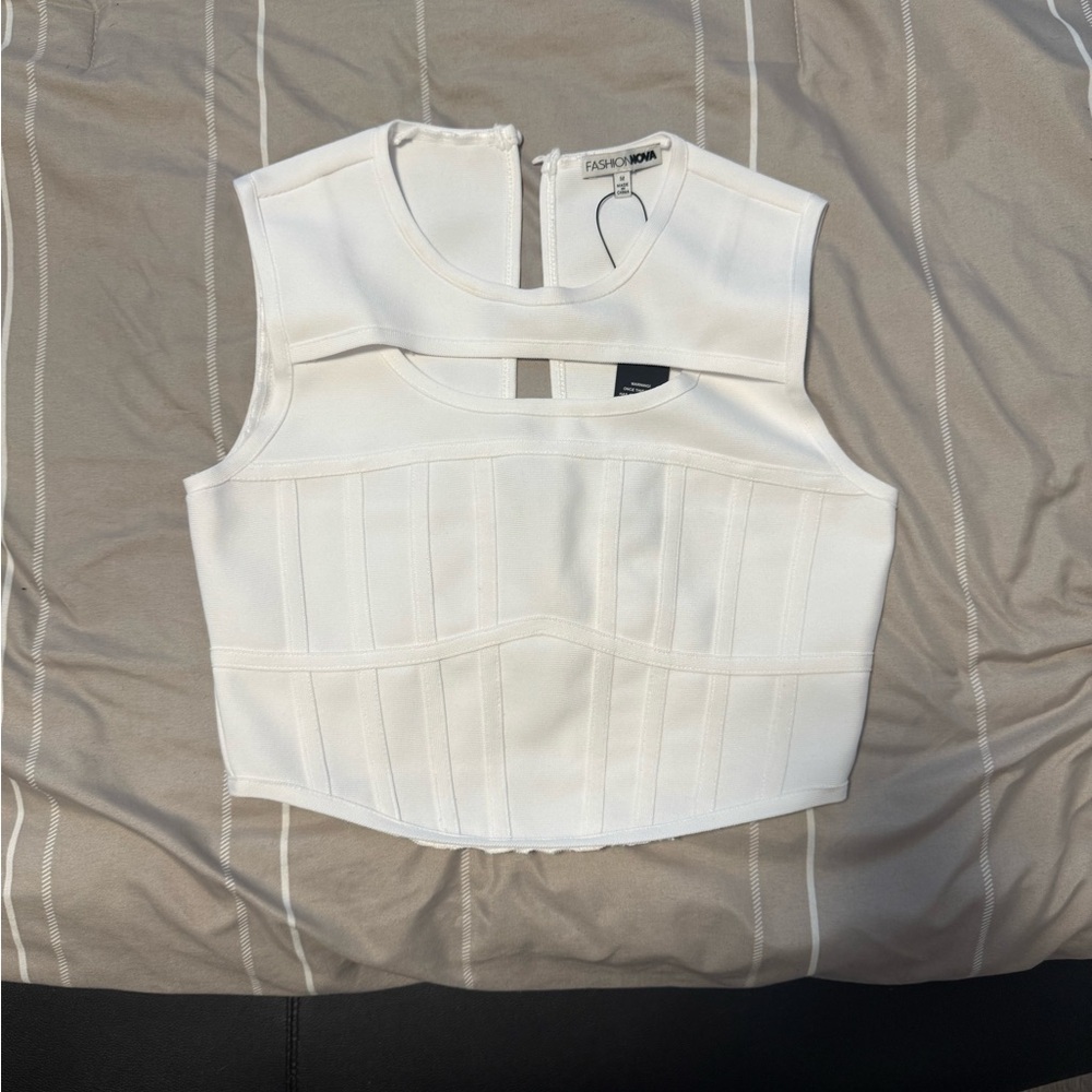 Fashion Nova Ivory Cutout Bodysuit